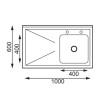 Plonge inox - AISI 304 - 1000 (L) x 600 (P) x 900 (H) mm - Avec égouttoir - Bac à droite