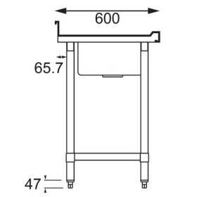 Plonge inox - AISI 304 - 1000 (L) x 600 (P) x 900 (H) mm - Avec égouttoir - Bac à droite