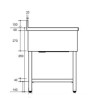 Plonge inox - AISI 304 - 1000 (L) x 600 (P) x 970 (H) mm - Avec égouttoir - 1 bac à droite