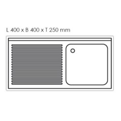 Plonge inox - AISI 304 - 1000 (L) x 600 (P) x 850 (H) mm