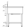 Plonge inox - AISI 304 - 1200 (L) x 600 (P) x 970 (H) mm - Avec égouttoir - 1 bac à gauche