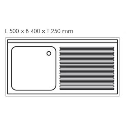 Plonge inox - AISI 304 - 1200 (L) x 600 (P) x 850 (H) mm