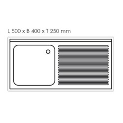 Plonge inox - AISI 304 - 1200 (L) x 600 (P) x 850 (H) mm