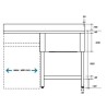 Plonge inox - AISI 304 - 1200 (L) x 700 (P) x 900 (H) mm - Avec égouttoir - 1 bac à droite - Passage lave-vaisselle à gauche