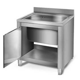 Plonge inox sur meuble - AISI 304 - 600 (L) x 700 (P) x 900 (H) mm - Sans égouttoir