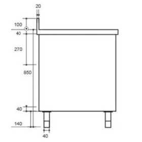 Plonge inox sur meuble - AISI 304 - 1000 (L) x 700 (P) x 900 (H) mm - Avec égouttoir - 1 bac à gauche