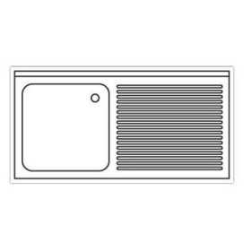 Plonge inox sur meuble - AISI 304 - 1000 (L) x 700 (P) x 900 (H) mm - Avec égouttoir - 1 bac à gauche