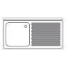 Plonge inox sur meuble - AISI 304 - 1000 (L) x 700 (P) x 900 (H) mm - Avec égouttoir - 1 bac à gauche