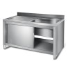 Plonge inox sur meuble - AISI 304 - 1200 (L) x 700 (P) x 900 (H) mm - Avec égouttoir - 1 bac à droite