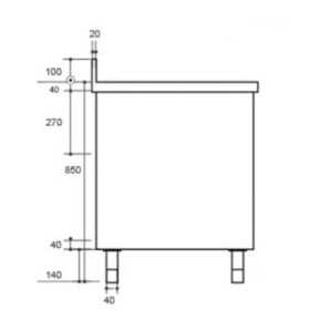 Plonge inox sur meuble - AISI 304 - 1200 (L) x 700 (P) x 900 (H) mm - Avec égouttoir - 1 bac à droite