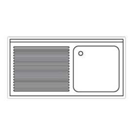 Plonge inox sur meuble - AISI 304 - 1200 (L) x 700 (P) x 900 (H) mm - Avec égouttoir - 1 bac à droite