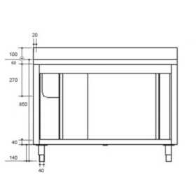 Plonge inox sur meuble - AISI 304 - 1400 (L) x 700 (P) x 900 (H) mm - Avec égouttoir - 2 bacs à gauche