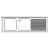 Plonge inox sur meuble - AISI 304 - 1400 (L) x 700 (P) x 900 (H) mm - Avec égouttoir - 2 bacs à gauche