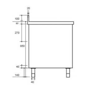 Plonge inox sur meuble - AISI 304 - 1400 (L) x 700 (P) x 900 (H) mm - Avec égouttoir - 2 bacs à gauche