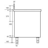 Plonge inox sur meuble - AISI 304 - 1400 (L) x 700 (P) x 900 (H) mm - Avec égouttoir - 2 bacs à droite