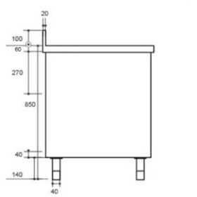 Plonge inox sur meuble - AISI 304 - 1600 (L) x 700 (P) x 900 (H) mm - Avec égouttoir - 2 bacs à gauche