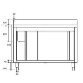 Plonge inox sur meuble - AISI 304 - 1600 (L) x 700 (P) x 900 (H) mm - Avec égouttoir - 2 bacs à gauche