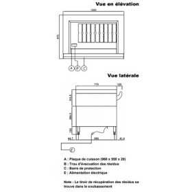 Teppanyaki - 2 zones de chauffe - avec soubassement neutre - AISI 304