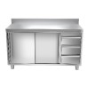 Meuble bas inox portes coulissantes + tiroirs 1400 x 700 x 850