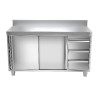 Meuble bas inox portes coulissantes + tiroirs 1600 x 700 x 850