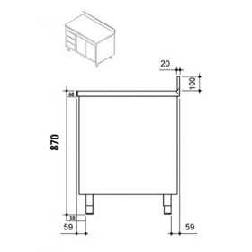 Meuble bas inox portes coulissantes + tiroirs 1600 x 700 x 850