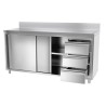 Meuble bas inox portes coulissantes + tiroirs 1800 x 700 x 850