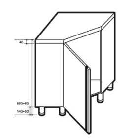 Meuble bas d'angle inox 1000 x 600 x 850