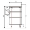 Meuble bas inox pour café portes battantes + tiroirs 1468 x 600 x 1150