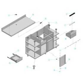 Meuble bas inox pour café portes battantes + tiroirs 1468 x 600 x 1150