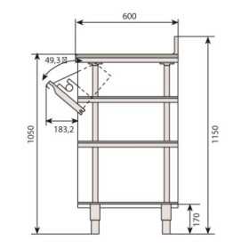 Meuble bas inox pour café portes battantes + tiroirs 1960 x 600 x 1150