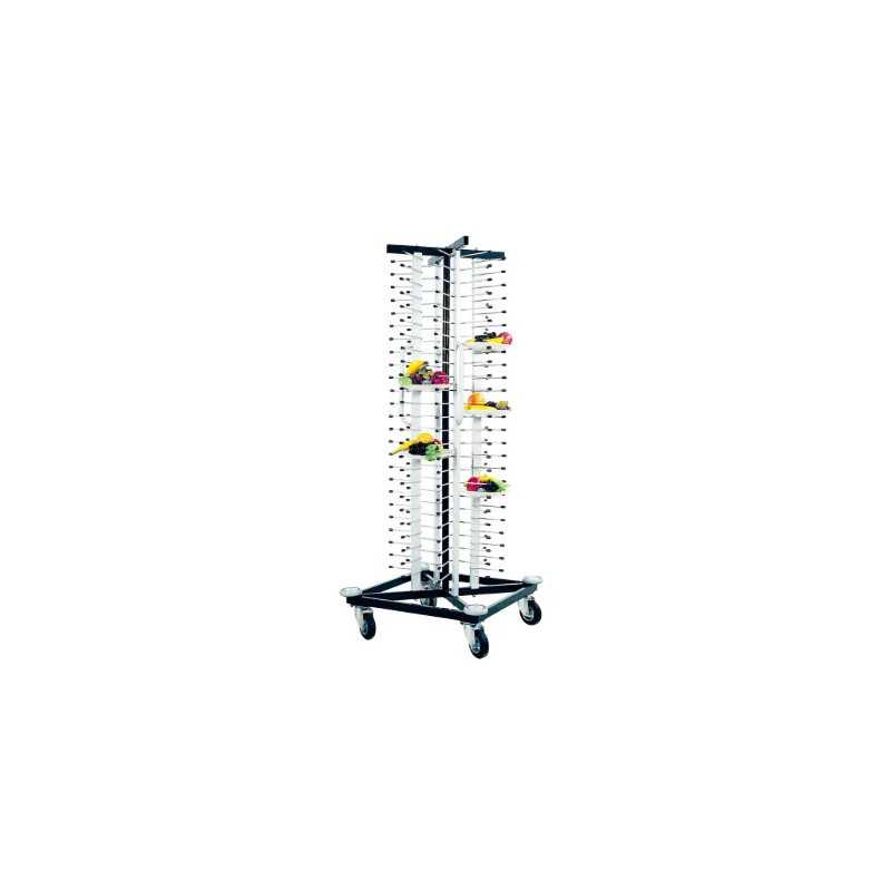 Equipement professionnel cuisine - %category_name% : Tour de rangement -  AISI 304 - 100 assiettes + roulettes