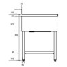 Plonge inox - AISI 304 - 1000 (L) x 700 (P) x 970 (H) mm - Avec égouttoir - 1 bac à droite