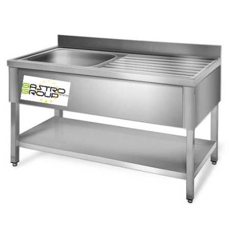 Plonge inox - AISI 304 - 1000 (L) x 700 (P) x 970 (H) mm - Avec égouttoir - 1 bac à gauche