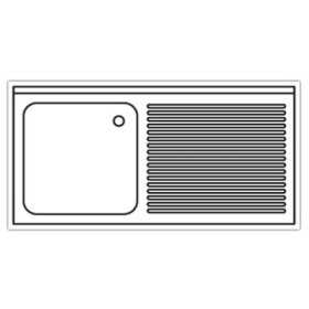 Plonge inox - AISI 304 - 1000 (L) x 700 (P) x 970 (H) mm - Avec égouttoir - 1 bac à gauche