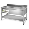 Plonge inox - AISI 304 - 1000 (L) x 600 (P) x 970 (H) mm - Avec égouttoir - 1 bac à gauche