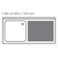 Plonge inox - AISI 304 - 1000 (L) x 600 (P) x 850 (H) mm