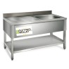 Plonge inox - AISI 304 - 1200 (L) x 700 (P) x 970 (H) mm - Avec égouttoir - 1 bac à droite