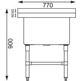 Plonge inox - AISI 304 - Spéciale marmites - 770 (L) x 600 (P) x 900 (H) mm - Sans égouttoir