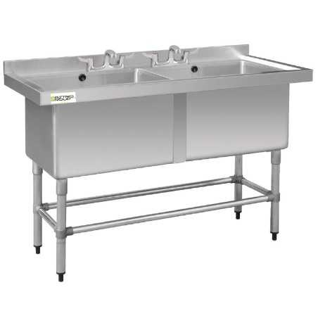 Plonge inox - AISI 304 - Spéciale marmites - 1410 (L) x 600 (P) x 900 (H) mm - Sans égouttoir - 2 bacs