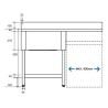 Plonge inox - AISI 304 - 1400 (L) x 700 (P) x 900 (H) mm - Avec égouttoir - 1 bac à gauche - Passage lave-vaisselle à droite