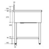 Plonge inox - AISI 304 - 1600 (L) x 700 (P) x 900 (H) mm - Avec égouttoir - 2 bacs à gauche - Passage lave-vaisselle à droite