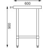 Table inox - AISI 430 - 1500 (L) x 600 (P) x 900 (H) mm