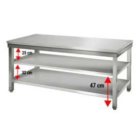 Table inox - AISI 304 - 2000 (L) x 600 (P) x 900 (H) mm