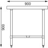 Table inox adossée - AISI 430 - 900 (L) x 700 (P) x 900 (H) mm