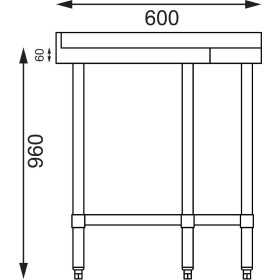 Table inox adossée d'angle - AISI 430 - 800 (L) x 600 (P) x 960 (H) mm