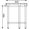 Table inox adossée d'angle - AISI 430 - 800 (L) x 600 (P) x 960 (H) mm