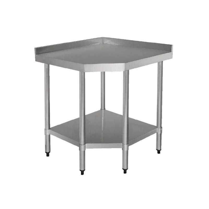 Table inox adossée d'angle - AISI 430 - 800 (L) x 600 (P) x 960 (H) mm