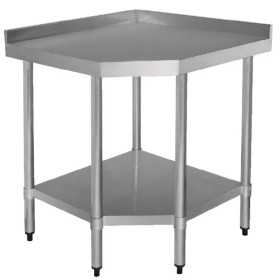 Table inox adossée d'angle - AISI 430 - 900 (L) x 700 (P) x 960 (H) mm