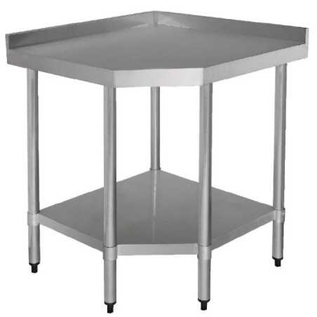 Table inox adossée d'angle - AISI 430 - 900 (L) x 700 (P) x 960 (H) mm