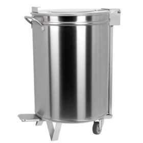 Poubelle inox - 50 litres + pédale/roulettes